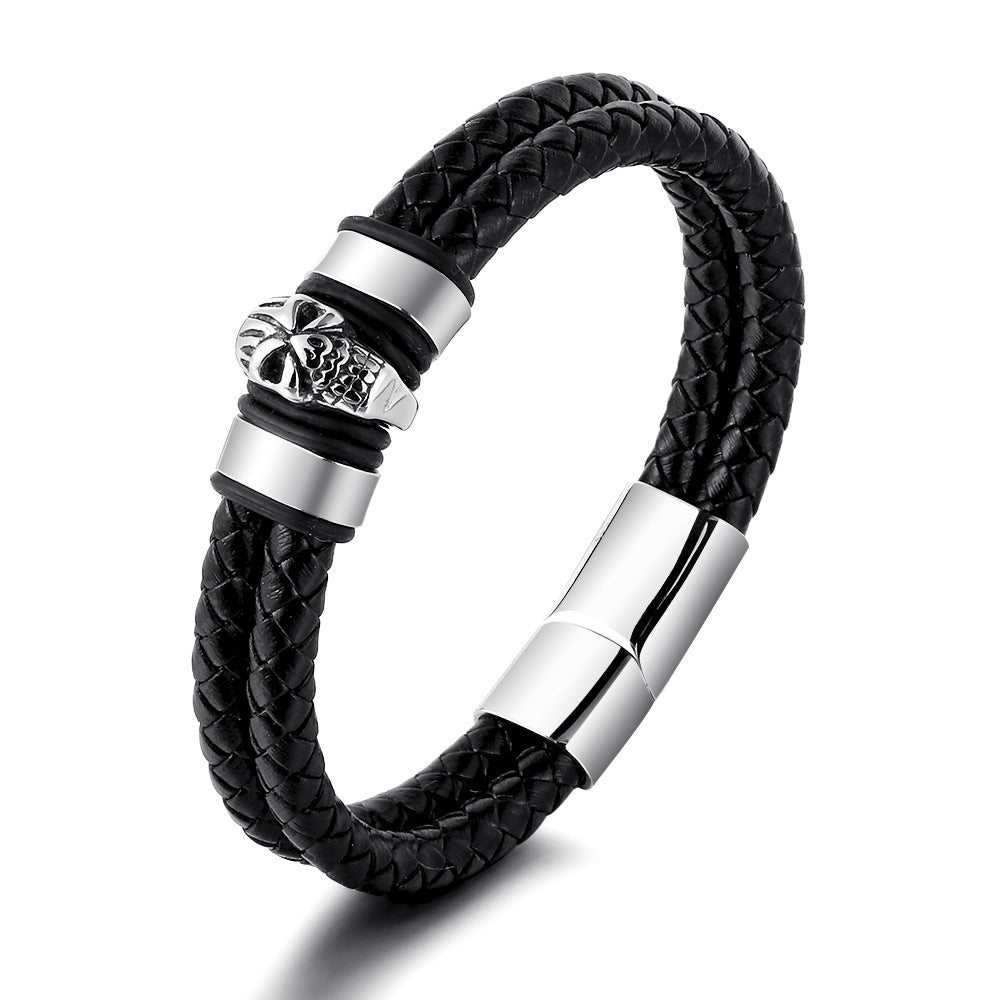 Stainless Steel Skull Bracelet Ornament Men's Niche Advanced Vintage Punk Style Bracelet