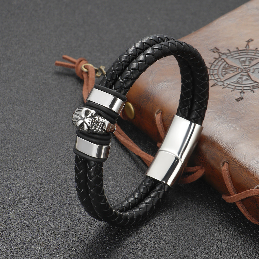 Stainless Steel Skull Bracelet Ornament Men's Niche Advanced Vintage Punk Style Bracelet