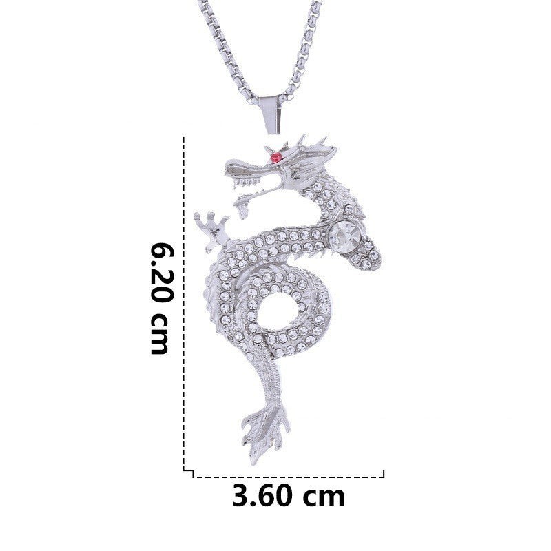 Fashion Vintage Dragon-shaped Red Eye Pendant Necklace
