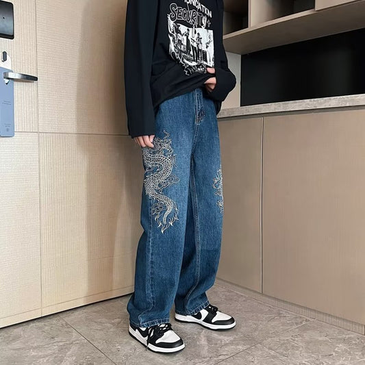 URBAN LEGACY JEANS – LOOSE EMBROIDERED DENIM FOR MEN