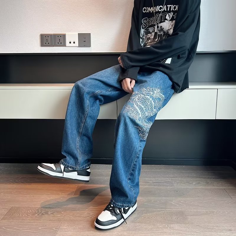 URBAN LEGACY JEANS – LOOSE EMBROIDERED DENIM FOR MEN